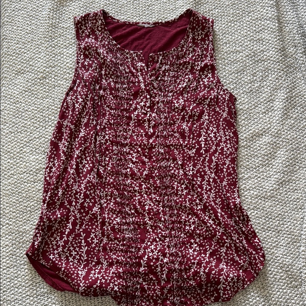 Anthropologie Red Sleeveless Tank Top Velvet Blouse